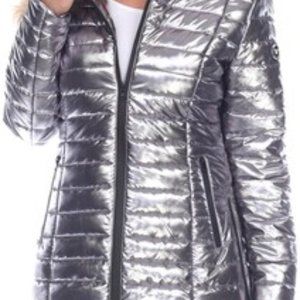 White Mark Metallic Puffer Silver Coat Size 3X Brand New With Tags